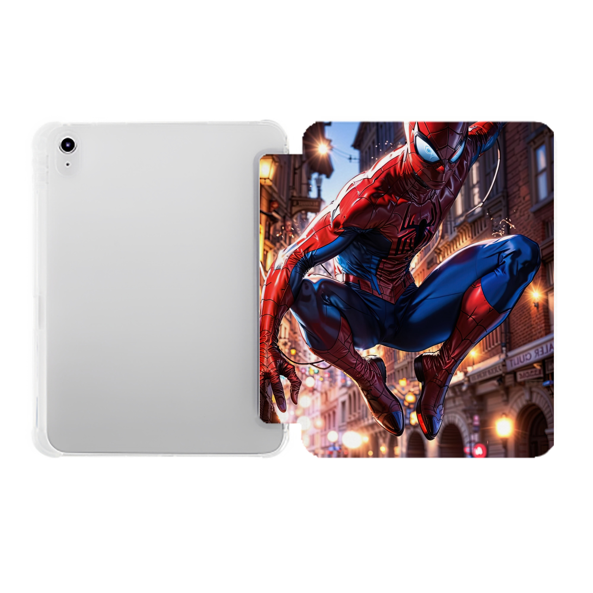 （画像用） Spider Man スパイダーマン IPad ケース ペン収納付き 三つ折りスタンド PUレザー×シリコン 対応機種9.5/10.5/10.9インチ